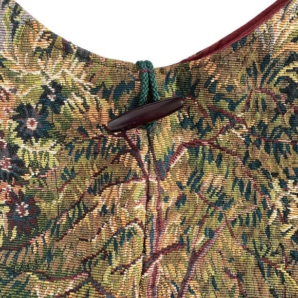 Handmade Tapestry Fabric Shoulder Knot Bag With Bow Tie Strap Toggle Closure - Picture 2 of 9